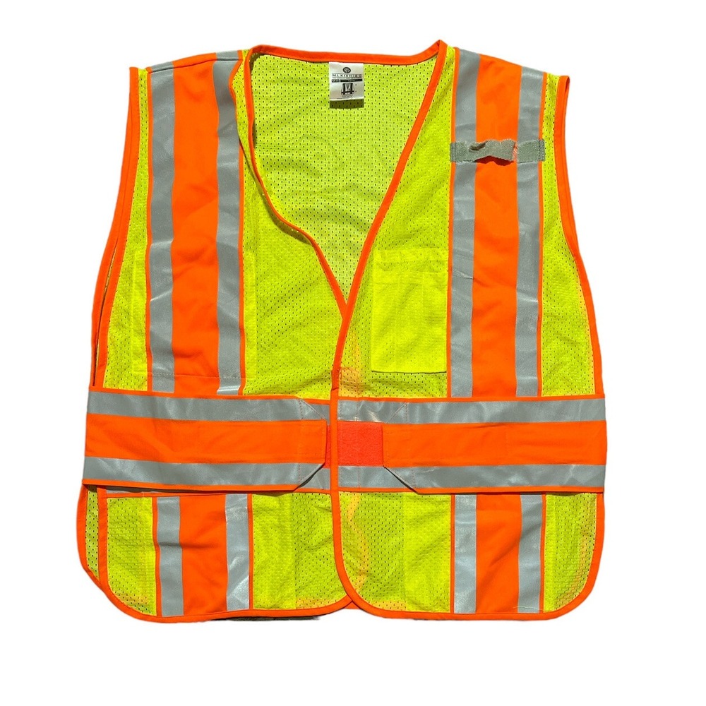 ML Kishigo‎ Class 2 Reflective Orange Yellow Adjustable High Vis Safety Vest XL